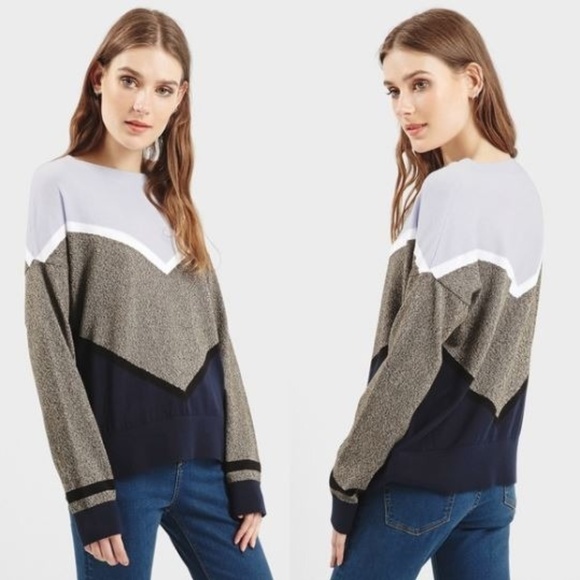 Topshop Sweaters - Topshop Colorblock Chevron Sweater Size 2